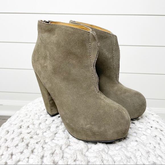 Kelsi Dagger McClaine Chunky Platform Suede Booties Olive Size 6M - Picture 2 of 6